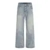 Pantalones vaqueros de estilo vintage, lavados y desgastados, con corte recto, ajuste slim y ligero acampanado, adecuados tanto para hombres como para mujeres.