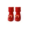 20 Zapatos y Calcetines Gruesos de Felpa para Bebé Otoño e Invierno, Calcetines Rojos de Año Nuevo Antideslizantes para Caminar en Casa, Calcetines para Bebé Recién Nacido