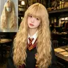Peruca de Halloween para Mulheres, Cachos de Lã, Franja Reta, Cabelo Longo Cacheado Off-White, Ondas Pequenas, Conjunto de Peruca Colorida, Estoque Pronto de Fábrica