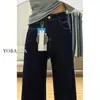 Jeans de Pierna Ancha Color Azul Oscuro Versión A para Mujer, Forro Polar Otoño e Invierno, Tallas Grandes, Adelgazantes, Cuerpo Forma de Pera, Pantalones Anchos Sueltos