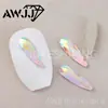 Pedras de strass AB iridescentes de formato completo com base plana para nail art, pedras de strass para unhas brancas translúcidas, acessórios decorativos para unhas postiças, atacado