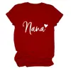Sitio Independiente Europeo y Americano de Ebay Camiseta Casual Versátil Simple para Mujer Nana Corazón Cuello Redondo Manga Corta Capa Base Comercio Exterior