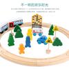 Conjunto de vagões de trem elétrico magnético pequeno de madeira 26 peças Zhiyi Brinquedos de madeira Trilho de madeira emendado