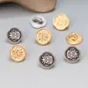 Prata de lei S925 banhada a ouro Botão com caractere Xi Acessórios vintage botão preto tinta envelhecida Material para artesanato DIY Joias