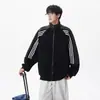 Sudadera jacket raglán de talla extragrande 150 kg con bloques de color para hombre, chaqueta deportiva estilo americano de otoño con cuello alto