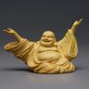 Talla de boj, manos arriba, Maitreya, sala de estar, sonrisa, adornos, gran barriga, Maitreya, como, hogar, adoración, manualidades