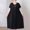 Nuevo Estilo Edad Media Estilo Occidental Madre Algodón Seda vestido Verano para Mujer Falda Larga de Algodón Artificial de Vuelo Amplio Vestido de Verano para Suegra 50 Años