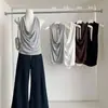 2026 Top de Verão Feminino Sem Mangas Puro Desejo Emagrecedor, Novo Estilo de Luxo Nicho Francês Regata com Gola Halter