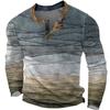 1121 Comercio exterior europeo y americano transfronterizo patrón 3D moda Hombre suelto manga larga 7 botones estampado figura top camiseta al por mayor