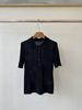 Jersey de Lana Tejido Cuello Polo Solapa Recorte Manga Corta Top Tendencia Verano Empalme Ropa de Trabajo Transpirable y Versátil