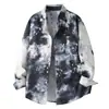 Nueva Camisa Suelta Retro Japonesa para Hombre de Primavera y Otoño Estampado Tie-Dye Casual Americana Versátil