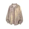 Camisa de veludo cotelê de manga comprida com estampa xadrez tie-dye estilo americano, coleção Primavera/Outono 2026, uma camisa masculina estilosa e moderna com modelagem relaxada