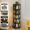 Estantería giratoria de madera maciza, estante de almacenamiento de librería de 360 grados, independiente, montado en la pared, gabinete móvil de esquina para niños, gabinete pequeño y estrecho