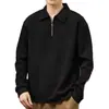Al por mayor transfronterizo estilo japonés duradero cuello solapa media cremallera interior manga larga polo para hombre sudadera de otoño top casual