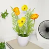 Decoración de Planta Verde Artificial Planta Pequeña en Maceta Flor de Plástico Flor Falsa Juego de Arreglo de Flores Artificiales Decoración de Bonsái Arreglo de Flores para el Hogar Planta en Maceta