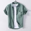 L875 verão camisa masculina meia manga estilo chinês linho respirável casual cor sólida camisa de manga curta uma geração de cabelo