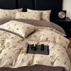 Juego de Ropa de Cama Gruesa de Lino Cepillado Vintage Clase A de Cuatro Piezas para Dormitorio, Incluye Funda Nórdica, Sábana Plana y Sábana Ajustable, Adecuado para Todas las Estaciones, Nantong