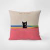 Almohada de Gato para Beber Sofá Sala de Estar Mesita de Noche Cojín de Respaldo Funda de Almohada de Oficina Sin Relleno Cojín Cuadrado de Dibujos Animados