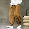 Nuevos Pantalones de Pana Holgados de Pierna Ancha Estilo Chino para Hombre Otoño/Invierno 2026, Pantalones Casuales Rectos de Talle Alto con Cordón