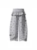 Calça de Moletom Casual com Bordado de Estrela Estilo Americano, Falsa Roupa de Duas Peças, com Caimento, para Mulheres e Homens, Nova Calça de Pernas Largas para Dança de Jazz de Primavera