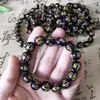 Pulsera de la verdad de seis caracteres en tono bronce, pulsera de cuentas de un solo círculo para hombre, cuentas de obsidiana anti-transferencia, joyería escénica en vivo al por mayor