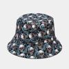 Europa y Estados Unidos creativo nuevo patrón de calavera sombrero de pescador de doble cara calle hip-hop sombrero hip-hop sombrero para el sol