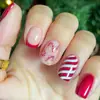 Coleção de nail art de Natal transfronteiriça: Pontas de unha pré-desenhadas, prontas para usar e adesivos para unhas postiças, 24 peças, designs de nail art de Natal removíveis
