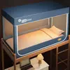 2026 Nuevo Modelo Cama de Estudiante Mosquitero Dormitorio Bloqueo de Luz a Prueba de Polvo Cama Superior de Dos Pisos para Estudiantes Mosquitero de Tres Puertas