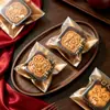 Bolsas y charolas doradas para empaque de pasteles de luna, bolsas autosellables para repostería de 50 g, 75 bolsas autoadhesivas para empaque de galletas para hornear