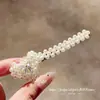 Nuevo Clip para el Cabello de Estilo Coreano de Moda Clip BB Tejido a Mano Accesorio para el Cabello con Lazo de Perlas Pinza de Una Sola Palabra Simple para Mujer