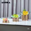 Puesto de Snacks para Buffet de Hotel, Mesa de Exhibición para Pausa de Té con Comida Fría, Plato Dorado para Frutas, Bol para Ensalada, Bol para Platos Fríos, Expositor para Postres