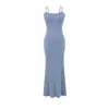 G046-Falda Sexy de Espalda Descubierta para Cadera Estilo Europeo y Americano para Mujer Nueva Temporada Primavera y Verano Ajuste Delgado Adelgazante Vestido de Tirantes