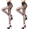 Medias de Nueve Puntos, Medias de Seda Estilo Verano para Mujer, Color Negro y Piel, Anti-enganches, Sin Pie, Reductoras, Ultradelgadas, Adecuadas para Ropa Exterior