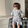 Traje Deportivo de Estilo Occidental para Niños al Estilo Coreano Verano Manga Corta Shorts Dos Piezas Camiseta Casual de Tres Barras Traje para Niños