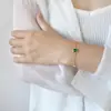 Pulsera de Plata de Ley 925 con Esmeralda para Mujer, Estilo Lujo Ligero, Circonita Cuadrada Japonesa, Joyería de Amistad Estilo Bosque, Exclusivamente para Ventas Transfronterizas