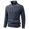 Suéter de punto para hombre con cremallera y cuello medio alto, estilo europeo y americano, para otoño e invierno, prenda base casual de moda con cuello alto