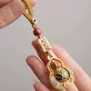 Llavero Creativo de Calabaza de la Paz Chapado en Oro Colgante para Llave de Coche Llavero de Estilo Unisex Regalo de Fortuna
