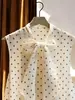 2026 Estilo Nuevo Transfronterizo Europeo y Americano Sin Mangas Gasa Lunares Camisa Chaleco para Mujer Elegante Corbata Lazo Camisa