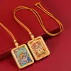 Tibet Meio Pintado à Mão Dourado Thangka Tara Verde Deus Amarelo da Riqueza Deus Preto da Riqueza Deus Vermelho da Riqueza Thangka Pendente de Pescoço Colar