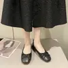 Sapatos Rasos Estilo Coreano Novos Outono 2026 com Fivela Quadrada de Strass, Mocassins Baixos com Laço e Strass, Sapatos Femininos Atacado