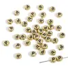 4x 7mm acrílico negro dorado cuentas de letras planas redondas hechas a mano rompecabezas accesorios diy collar con cuentas hechas a mano cuentas sueltas