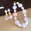 Conjunto de collar y aretes de cuentas redondas acrílicas transfronterizo europeo y americano, accesorios de moda para el día a día con diseño versátil