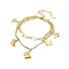 Pulseira de Borboleta Dupla Camada Criativa Nova Distintiva Estilo Frio Ins Estilo Mori Elegante Simples para Mulheres