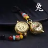 Cuerda carácter Fu metal manija giratoria olla llavero zodiaco girar Hu zodiaco estilo nacional llavero