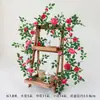 Enredadera artificial de rosa té, guirnalda de flores de rosa, enredadera de flores artificiales, colgante de pared, flor de plástico, decoración de techo, cubierta de tubería de agua de aire acondicionado, parasol