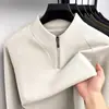 Sudadera térmica autocalentable para hombre, nuevo modelo otoño e invierno 2026, cuello alto con media cremallera, sudadera interior gruesa y cálida para hombre