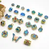 Acessórios de Contas Soltas Antigas Gota de Ouro Borboleta Lótus Esmalte Queimado Azul Contas Pulseira Tecida Colar Contas Atacado