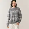 Suéter de Cashmere Jacquard Fair Isle Feminino Outono e Inverno Novo Gola Redonda Engrossado Estilo Preguiçoso Tricô Camada Base Suéter Top