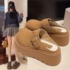 Meias Pantufas Fechadas Estilo Birkenstock Retrô para Mulheres, Pantufas de Algodão Peculiares com Solado Grosso que Aumenta a Altura, Novo Estilo Outono e Inverno