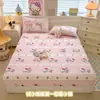 Novo lençol de cama de veludo de leite com desenho Sanrio para comércio exterior transfronteiriço, protetor de colchão com cobertura fixa de 360 graus